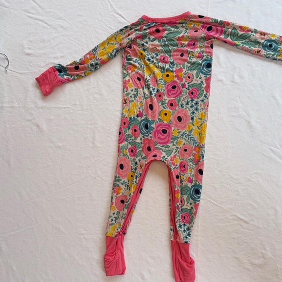 Little Sleepies Floral Kids Footie with Pink and Yellow - Picture 2 of 2